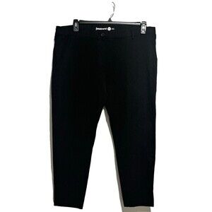 Betabrand Women's Straight Leg Cropped Pants Black Petite2XL Mid Rise Flat Front